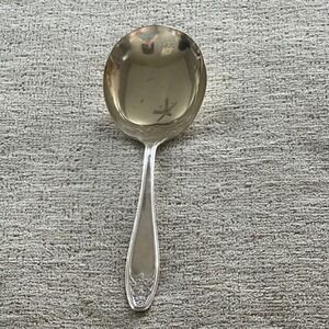 Vintage Lady Doris Silver Plate Cream Soup Serving Spoon Ornate Floral Scroll